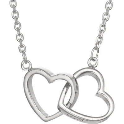 Fzn Sterling Silver Double Heart Pendant Necklace