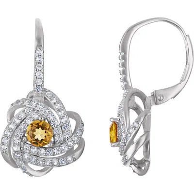 Fzn Sterling Silver Floral Swirl Drop Earrings In White