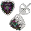 Fzn Sterling Silver Gemstone Heart Stud Earrings In Mystic