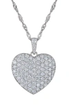 Fzn Sterling Silver Lab Grown Diamond Pendant Necklace In White
