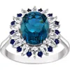 Fzn Sterling Silver London Blue Topaz And Created Sapphire Ring In Multi