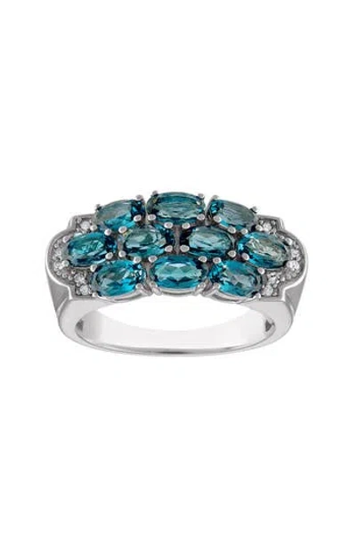 Fzn Sterling Silver London Blue Topaz & Diamond Ring In Silver/blue Topaz/diamond