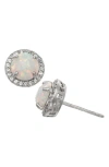 Fzn Sterling Silver Opal & Lab Created White Sapphire Stud Earrings In White