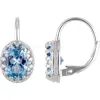 Fzn Sterling Silver Oval Stone Drop Earrings In Aquamarine