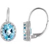 Fzn Sterling Silver Oval Stone Drop Earrings In Blue Topaz