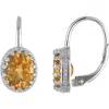 Fzn Sterling Silver Oval Stone Drop Earrings In Citrine