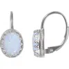 Fzn Sterling Silver Oval Stone Drop Earrings In Opal