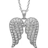 Fzn Sterling Silver Pavé Cubic Zirconia Angel Wings Pendant Necklace In White