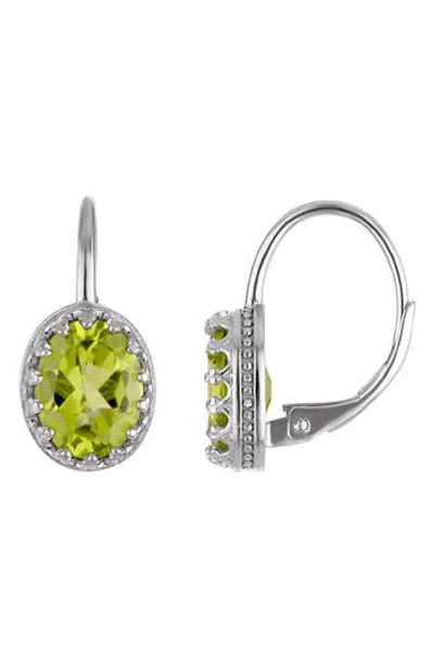 Fzn Sterling Silver Peridot Crown Drop Earrings