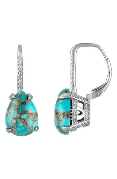 Fzn Sterling Silver Turquoise Drop Earrings In Metallic