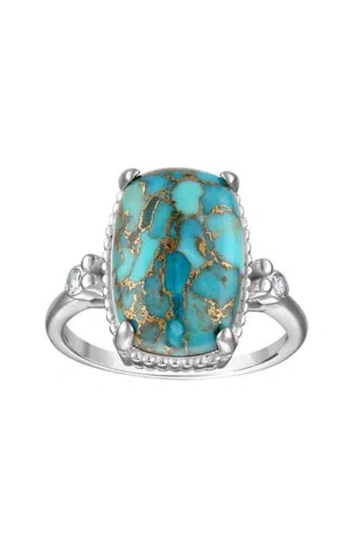 Fzn Sterling Silver Turquoise Ring In Metallic