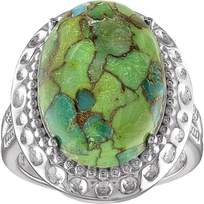 Fzn Sterling Silver Turquoise Ring In Green/silver