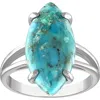 Fzn Sterling Silver Turquoise Ring In White