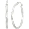Fzn Sterling Silver Twist Hoop Earrings In White
