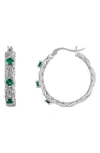 Fzn Stone Hoop Earrings In Emerald