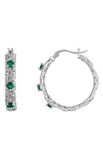 Fzn Stone Hoop Earrings In Emerald