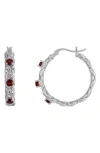 Fzn Stone Hoop Earrings In Garnet