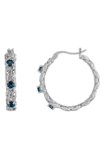 Fzn Stone Hoop Earrings In London Blue Topaz