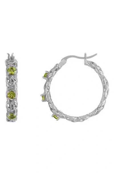 Fzn Stone Hoop Earrings In Peridot