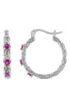 Fzn Stone Hoop Earrings In Ruby