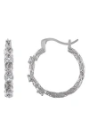 Fzn Stone Hoop Earrings In White Sapphire