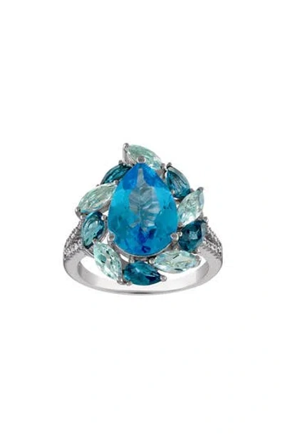 Fzn Swiss Blue Topaz & Diamond Ring