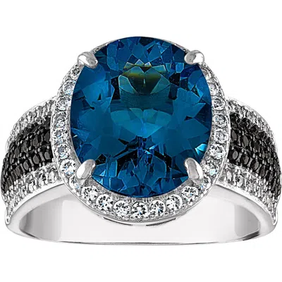 Fzn Swiss Blue Topaz Ring In Silver/blue