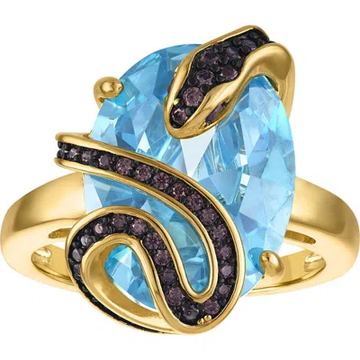 Fzn Synthetic Blue Topaz Snake Ring In Yellow