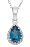 Fzn Teardrop Pendant Necklace In London Blue Topaz