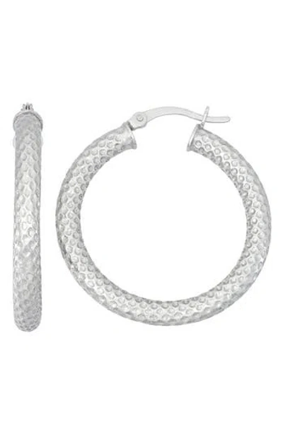 Fzn Textured Tube Hoop Earrings In White