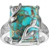 Fzn Turquoise Leaf Branch Statement Ring In Turquoise