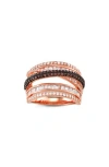 Fzn Two-tone Cubic Zirconia Multiband Ring In Pink