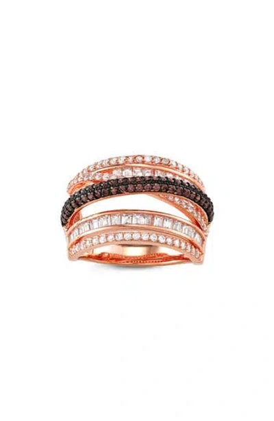 Fzn Two-tone Cubic Zirconia Multiband Ring In Pink
