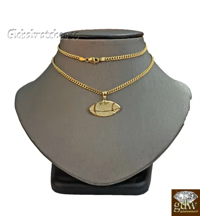 Pre-owned G&d 10k Gold Baseball Pendant With Miami Cuban Chain 22" 24" 26" 28" Real