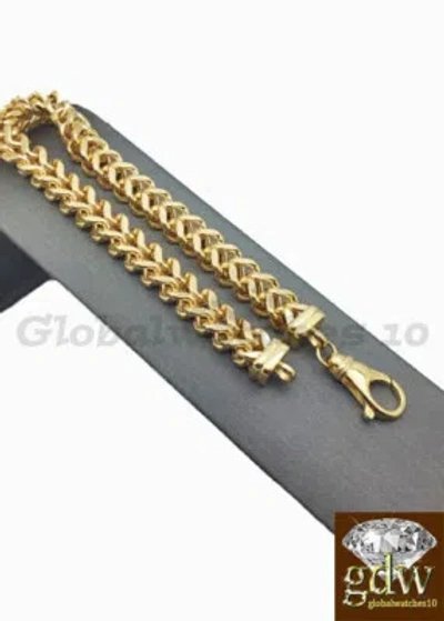 Pre-owned G&d 10k Gold Bracelet Men Franco Lobster Clasp 7mm Rope Cuban