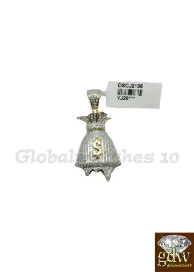 Pre-owned G&d 10k Gold Men's Pendant Money Bag Dollar Sign Charm/pendant With Real Diamonds, In White