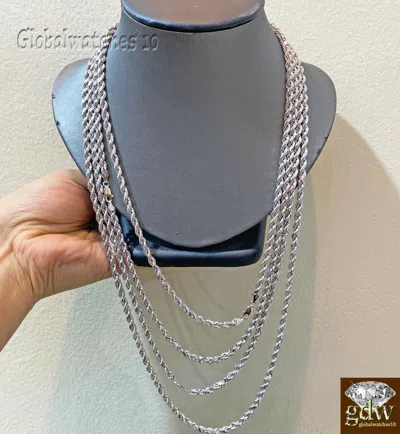 Pre-owned G&d 10k White Gold Rope Chain Necklace 20 22 24 26 Inch 4mm Men Women Real Gold