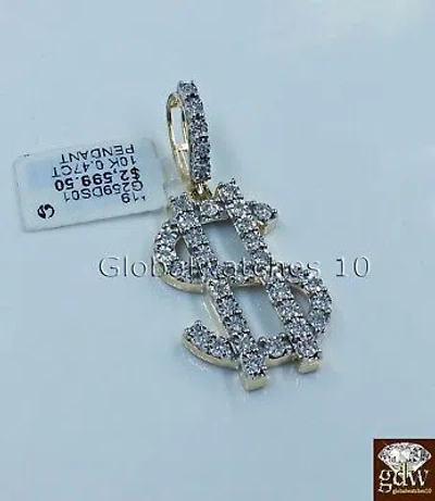 Pre-owned G&d Real 10k Yellow Gold Dollar Sign Money Charm Pendant Real Diamond In G-i