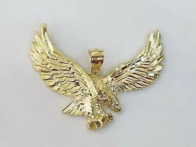 Pre-owned G&d Real 10k Yellow Gold Eagle Charm Pendant Flying Bird Diamond Cut Yellow