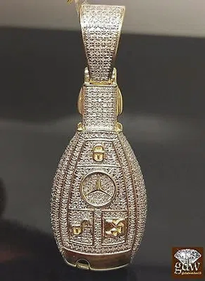Pre-owned G&d Real 10k Yellow Gold Genuine 1 Ct Diamond Unique Car Key Charm Pendent