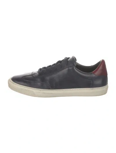 Pre-owned G Brown Leather Colorblock Pattern Sneakers In Blue