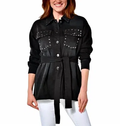 G By Giuliana Ecochic Denim Studded Jacket In Black
