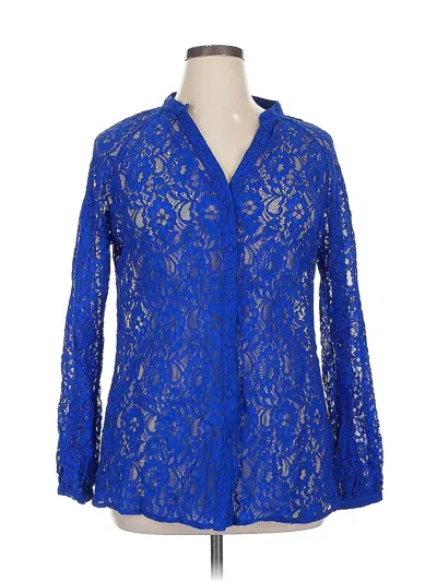 Pre-owned G By Giuliana Rancic Long Sleeve Blouse In Blue