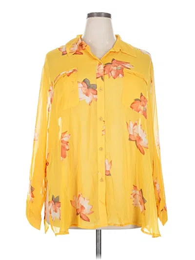 Pre-owned G By Giuliana Rancic Long Sleeve Blouse In Yellow