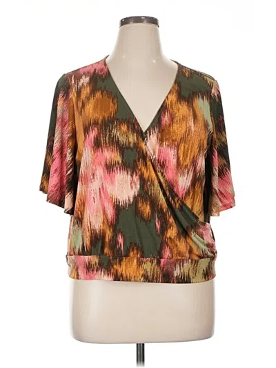 Pre-owned G By Giuliana Rancic Short Sleeve Blouse In Brown