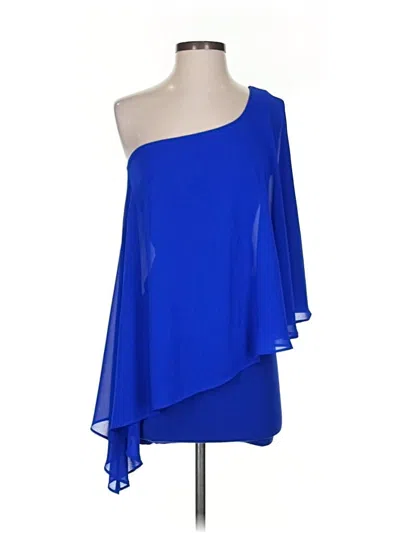 Pre-owned G By Guess 3/4 Sleeve Top Blue One Shoulder Neckline Tops