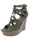 G BY GUESS DODGE WOMENS EMBELLISHED FAUX LEATHER WEDGE SANDALS