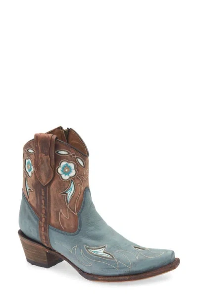 G Circle G Contrast Embroidery Western Boot In Brown