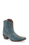G Circle G Flower Embroidery Western Boot In Blue