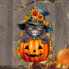 G. Debrekht Black Cat Pumpkin Wooden Christmas Ornament By